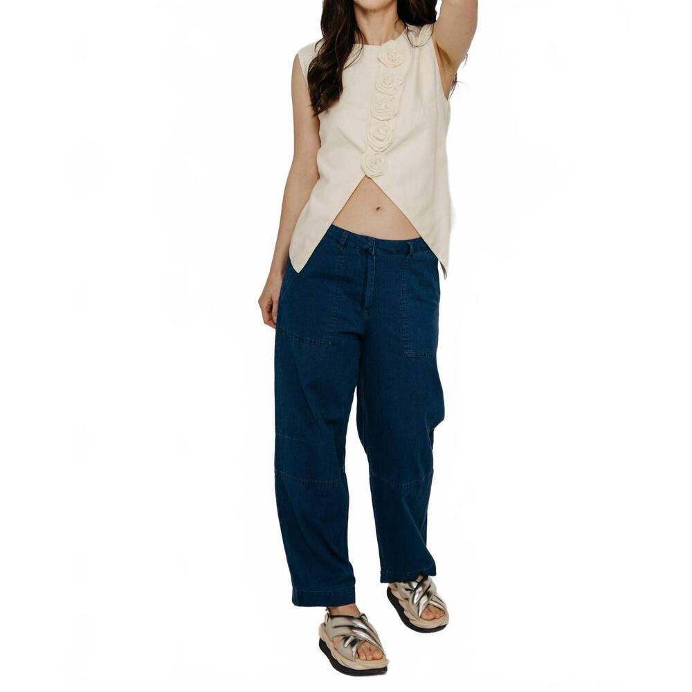 NEW TACH ileana linen blouse in white